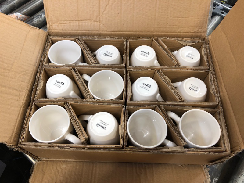 Photo 1 of GBHOME 12 OZ Off White Coffee Mugs, Ceramic Coffee Mugs Set with Large Handle for Man,Woman,Dad,Mom, Light Weight Coffee Mugs for Latte/Cappuccino/Cocoa/Milk, Dishwasher &Microwave Safe,12Pcs