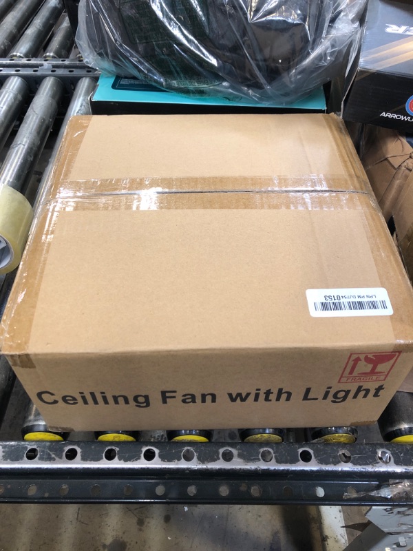 Photo 1 of HuixuTe Geometric Ceiling Fan with Lights Remote Control, 3 Colors 6 Speeds 26" White Bladeless Ceiling Fan, Low Profile Ceiling Fan with Light for Kitchen Bedroom