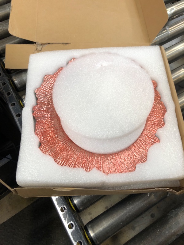 Photo 1 of DaCakeWS Reef Charger Plates 13inch, Set 10PCS Plastic Floral Charger Plates Wedding for Dinner,Wedding,Party,Event,Decoration (10, Reef Blush Pink)