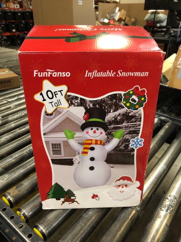 Photo 1 of 10 FT Christmas Inflatables Snowman Wear Magic Hat, Blow Up Outdoor Decorations Built-in Bright LED Light, Giant Snow Man Yard Decor for Festive Holiday Garden Patio Lawn Mall Display Hall Xmas Party