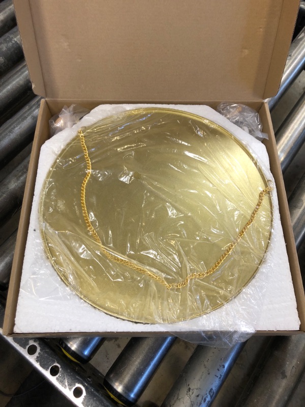 Photo 1 of SNDEC 12'' Decorative Round Small Wall Mirror, Hook Offered Vintage Gold Wall Decor for Living Room, Wall Mounted Hanging Circle Mirror for Bathroom, Entryway Elegant Décor Mirror with Chain