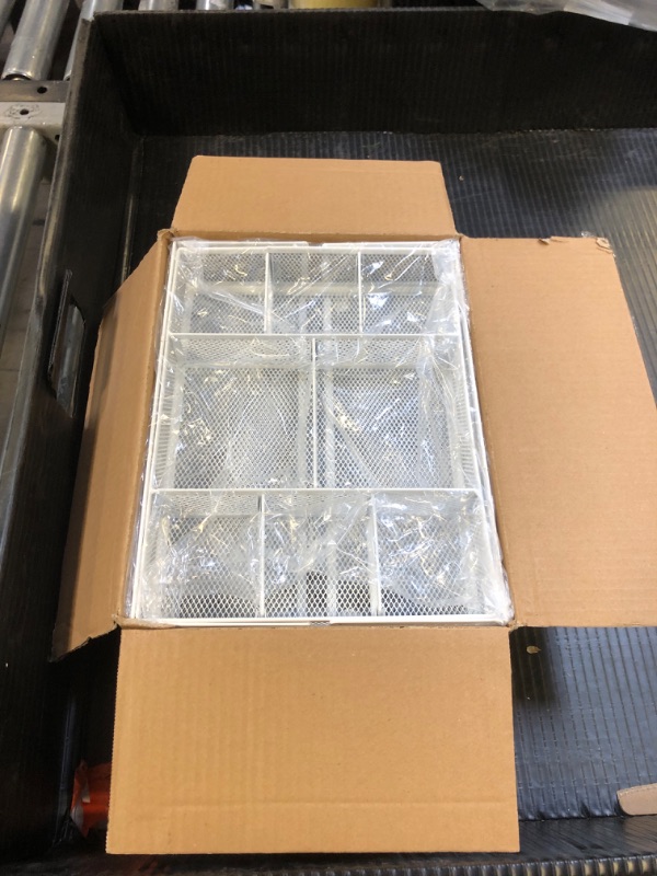 Photo 1 of Marbrasse Expandable Desk Drawer Organizer, Mesh Drawer Organizer Tray with 10 Adjustable Compartments, Desk Organizers and Accessories for Office Supplies, Makeup & Vanity (Expandable White-2 pack)