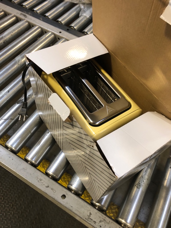 Photo 1 of BUYDEEM DT620 2-Slice Toaster, Extra Wide Slots, Retro Stainless Steel with High Lift Lever, Bagel and Muffin Function, Removal Crumb Tray, 7-Shade Settings,Mellow Yellow