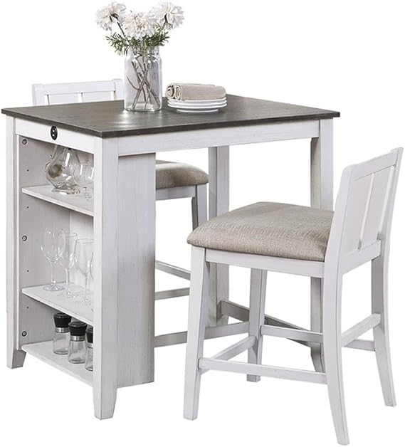 Photo 1 of Lexicon Daye 3 Piece Wood Counter Height Dining Set in WHITE GREY 