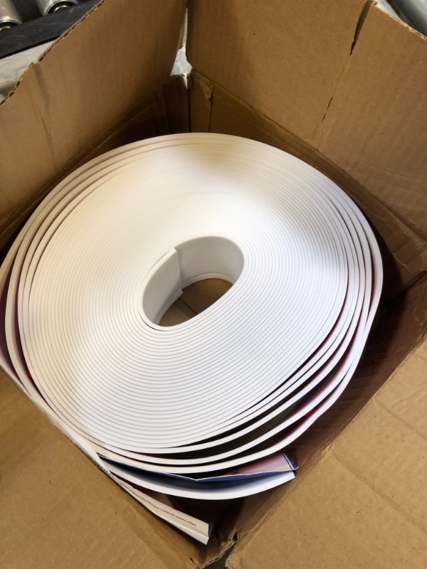 Photo 1 of Flexible Baseboard Molding Trim, 4 Inch Self-Adhesive Vinyl Wall Base, Peel and Stick Cove Base, Rubber Wall Base, Baseboard Moulding Trim (60Ft, White)