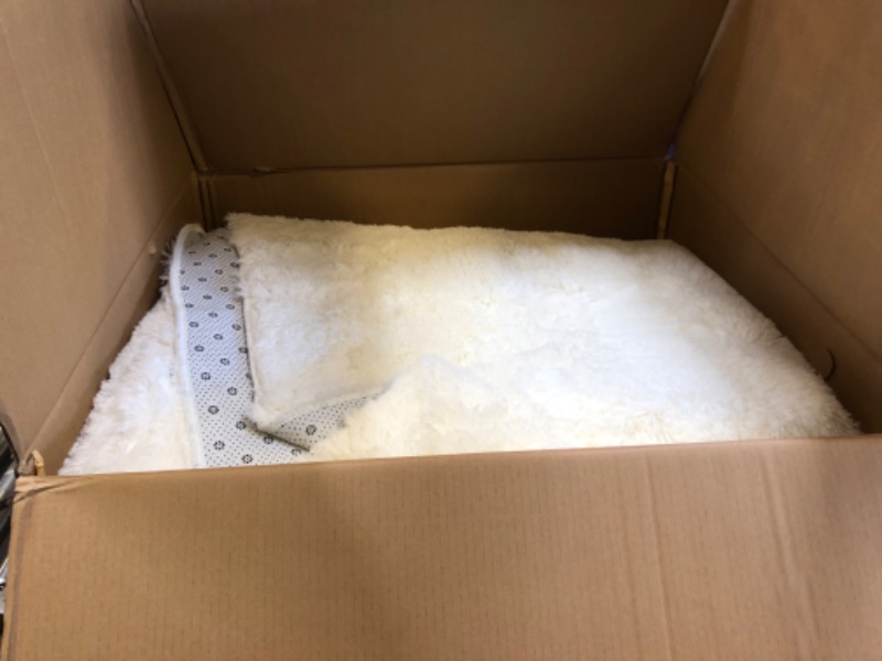 Photo 1 of Puremy 9x12 White Fluffy Plush Area Rug, Ultra Soft Bedroom Rug Indoor Carpet, Anti-Skid High Pile Luxury Rugs for Nursery, Kids Room, Playroom, Home Decoration