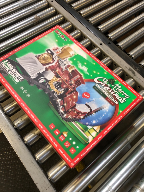 Photo 1 of Hot Bee Christmas Train Set with Remote Control Train Toys w/Smoke, Lights & Sound, Christmas Train Sets for Around The Tree, Toy Train for Toddlers Train Set for 3 4 5 6 7+ Years Old Boys Gifts
