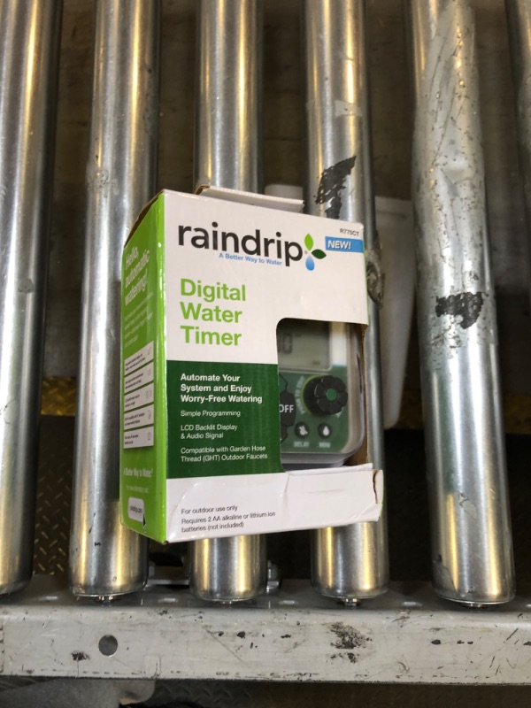 Photo 1 of Raindrip Digital Hose-End Automatic Water Timer, Connects to Garden Faucets and Hose Bibbs, with Back-Lit LCD Screen for Drip Irrigation, Garden, Self-Watering, Grey