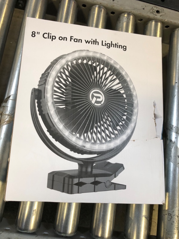 Photo 1 of GRANDFAST 10000mAh Rechargeable Clip On Fan - 8" Battery Operated Fan with Timer, Strong Airflow Portable Battery Powered Fan with Light & Hook for Camping Outdoor Office Home Hurricane Power Outage