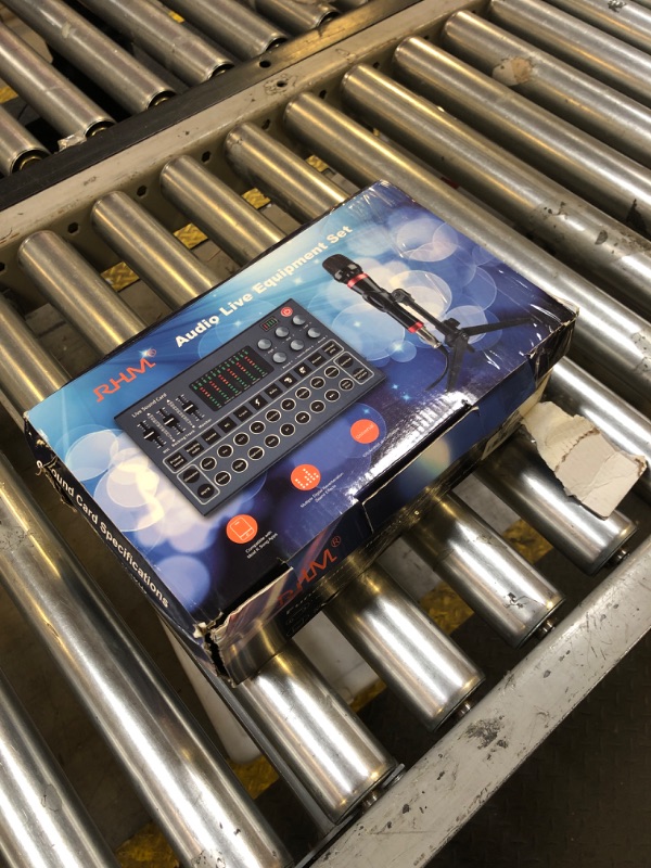 Photo 1 of RHM Podcast Equipment Bundle, All-in-One Audio Interface DJ Mixer with broadcast sound 3.5mm Microphone, Tripod Stand, Monitor Earphone, Audio Mixer With Sound card for PC/Laptop/Phone/Podcasting(Red)