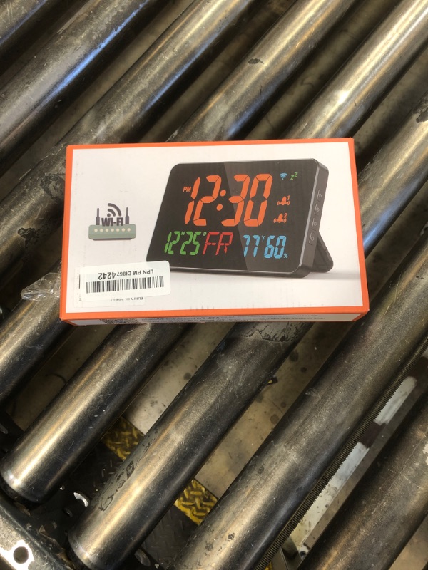 Photo 1 of WiFi Clock, Atomic Clock, Automatic Time Calibration, with Clock Area Temperature Humidity, Date, Day of Week, Adjustable Brightness, with Smart Life APP, Green