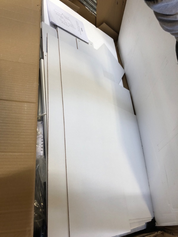 Photo 1 of Abesthink Vanity Table with Sliding Touch Led Lighted Mirror, Makeup Vanity Desk with Mirror and LED Lights, 39.4" W Makeup Table with 7 Drawers, White