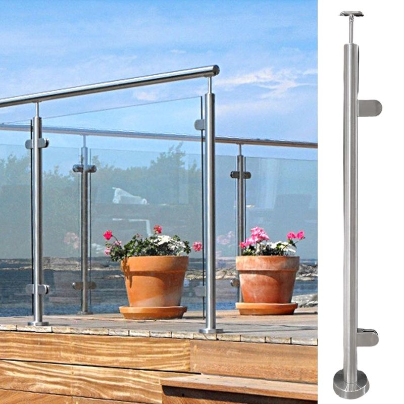 Photo 1 of 2PCS Glass Stair Railing Post System Stainless Steel 304 Staircase Handrail Balusters with Glass Clamp and Rubbers