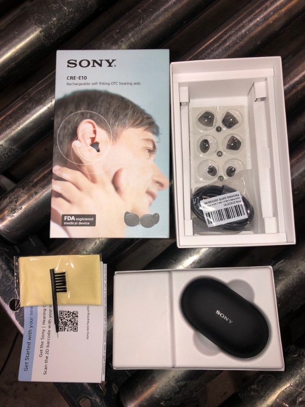 Photo 5 of Sony CRE-E10 Self-Fitting OTC Hearing Aids for Mild to Moderate Hearing Loss, Prescription-Grade Sound Quality, Comfortable Earbud Design, Bluetooth Enabled for iOS, and Rechargeable Battery, Black