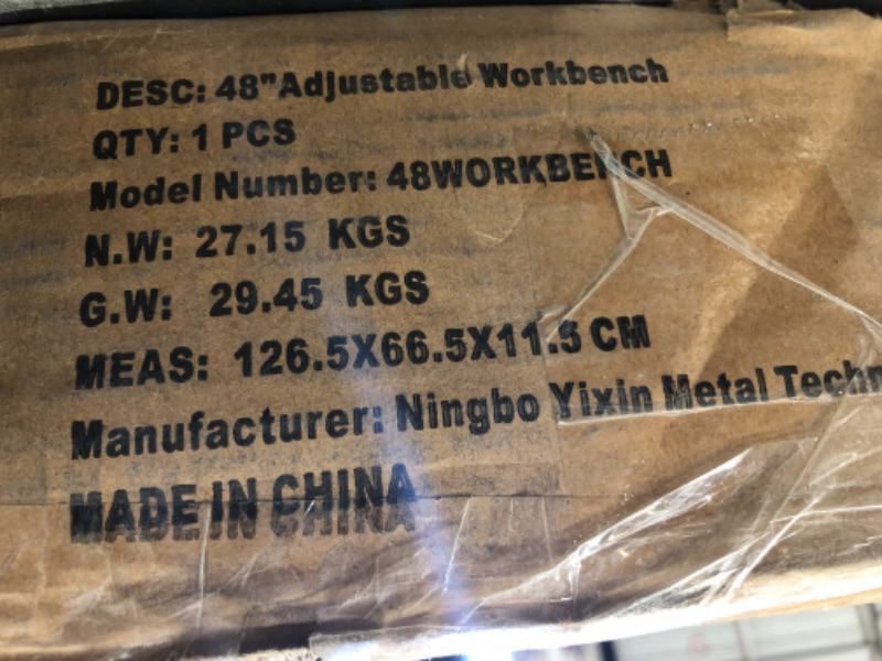 Photo 1 of 48" Adjustable Work Bench,Heavy Duty Garage Work Bench Table,Hardwood Top 2000 LBS Load Worktable,Rolling Mobile Workbench with Power Strip for Workshop Office Home