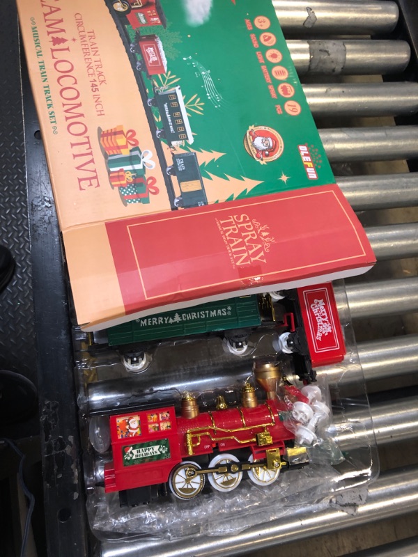 Photo 1 of OleFun Christmas Train Set, Electric Train with Water Steam, Sounds & Lights, Model Train Set for Under The Xmas Tree, Railway Kit Gifts for 3, 4, 5, 6, 7, 8+ Year Old Boy & Girl