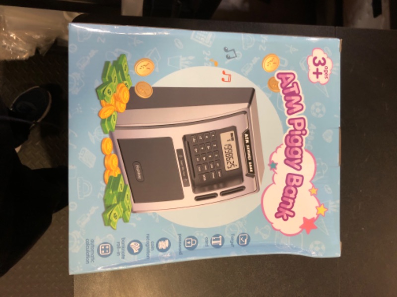 View 2 of 2024 Upgraded Talking ATM Piggy Bank with Power-Off Memory, Auto-Opening Drawer, Dual Debit Cards for Kids for Real Money, Onekey Shutdown, Bill Feeder, Coin Recognition, Balance Calculator Machine