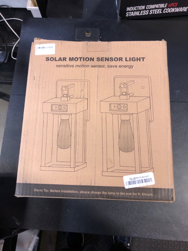 Photo 2 of Solar Sconce Lights Outdoor, Solar Porch Light with Motion Sensor & 3 Lighting Modes, Solar Wall Lights Outdoor Waterproof with Clear Panel,Solar Wall Sconce Light Fixture for Garage Porch Yard