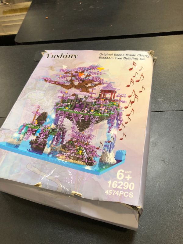 Photo 1 of Yushinv Cherry Blossom Tree Building Set with Box 4574Pcs, Original Scene Music Japanese Sakura Tree House(Type :Symphony), Cherry Bonsai Tree Lights Building Kit, Cherry Blossom Building Set.