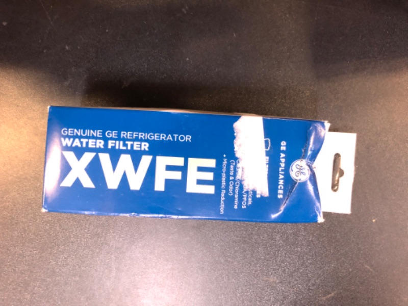 Photo 1 of GE XWFE Refrigerator Water Filter, Genuine Replacement Filter, Certified to Reduce Lead, Sulfur, and 50+ Other Impurities, Replace Every 6 Months for Best Results, Pack of 1