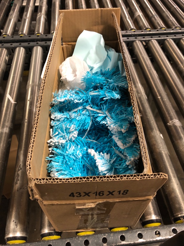 Photo 1 of 2FT Mini Flocked Blue Christmas Tree, Small Christmas Tree with Lights, Prelit Tabletop Christmas Tree with 100 Branch Tips and 40+ DIY Ornaments, Christmas Decorations Indoor and Gifts for Men Women