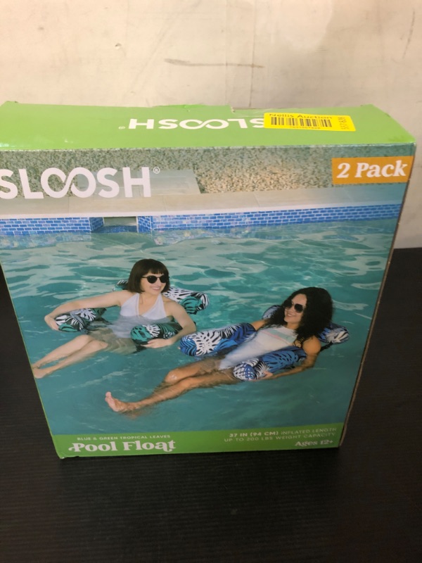 Photo 1 of Sloosh Pool Floats Adult, 2 Packs Inflatable Pool Lounge Chairs,Blow up Hammock Pool Noodles Floats for Adults,Floating Water Chair for Pool Party Lake River Water Fun(Tropical Leaves-Green,Blue)