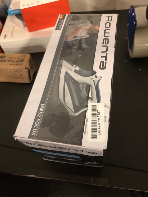 Photo 1 of Rowenta, Iron, Focus Stainless Steel Soleplate Steam Iron for Clothes, 400 Microsteam Holes, Powerful steam blast, Leakproof, Lightweight, 1725 Watts, Ironing, Blue Clothes Iron, DW5280