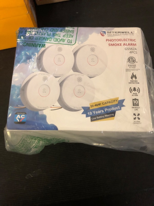 Photo 2 of Siterwell  Detector, Hardwired Interconnected Smoke Detector, Photoelectric Smoke Alarm with 9V Backup Battery, Fire Alarm with Test/Silence Button, ETL-9th Listed, GS562A, 4 Packs