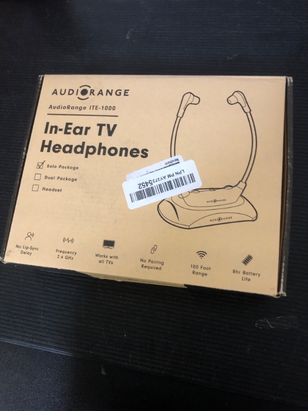 Photo 2 of ?NEW Model? Seniors & Hard of Hearing | Wireless TV Headset by AudioRange | Delay-Free, Lightweight, Comfortable, Rechargeable In-Ear Headphones for TV Watching, Television Amplifier, RF Headphones