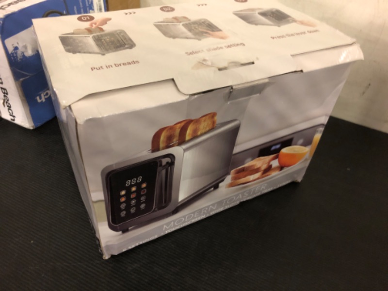 Photo 2 of (>??) FABULETTA Toaster 2 Slice, Touch Screen Toaster LED Display, 1.5" Toasters 2 Slice Wide Slot, Stainless Steel Smart Toaster with 6 Browning Level, Removable Crumb Tray, Defrost, Bagel, Cancel