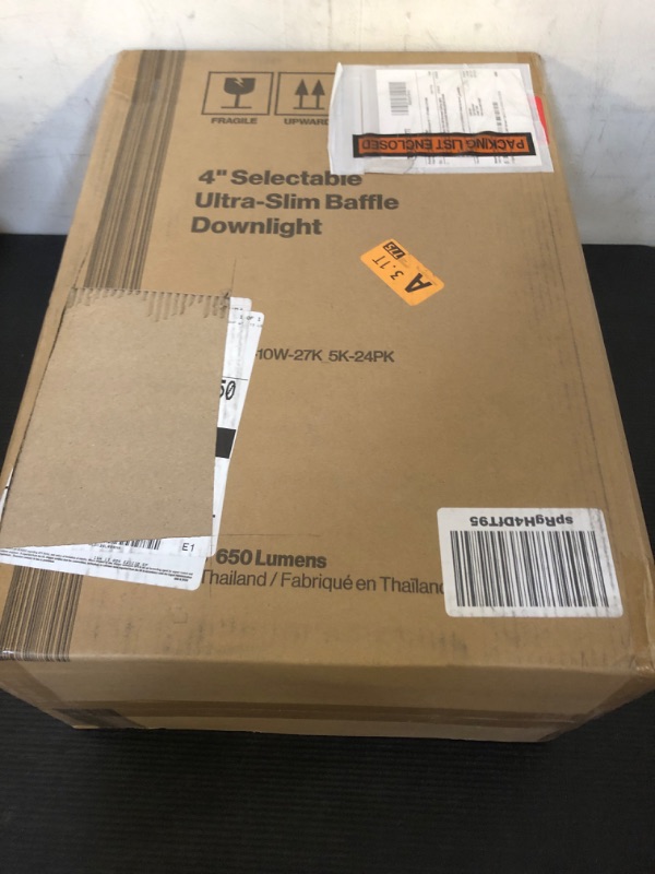 Photo 1 of Sunco 24 Pack 4 Inch Ultra Thin LED Recessed Ceiling Lights, Baffle Trim, Selectable CCT 2700K/3000K/3500K/4000K/5000K Dimmable 10W, Wafer Thin, Canless with Junction Box