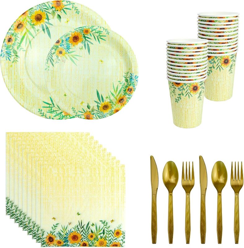 Photo 1 of 
Cheerland Sunflower Party Tableware Disposable Dinnerware Set Paper Plates Napkins Cups Plastic Forks Knives Spoons for Birthday