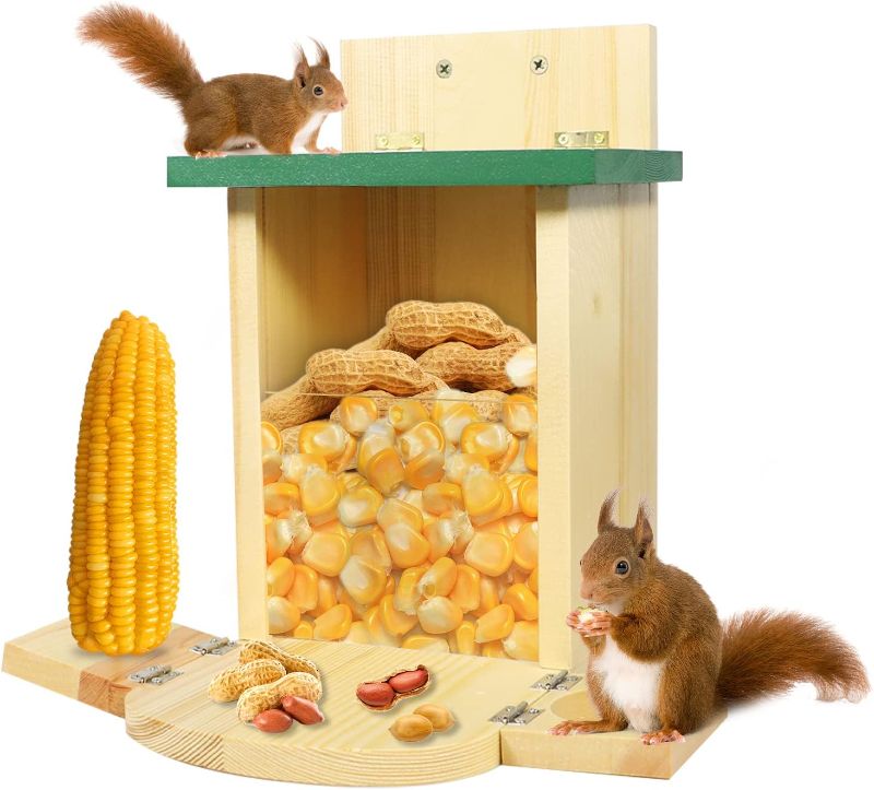 Photo 1 of **USED SEE NOTES**Squirrel Feeders for Outside, Squirrel House Wooden Squirrel Picnic Table Feeder,Wooden Squirrel Chipmunk Feeder Box Squirrel Gifts for Squirrel Lovers
