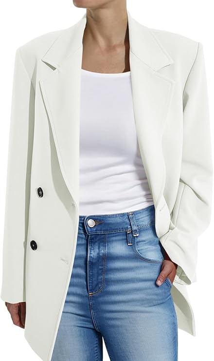 Photo 1 of **READ NOTES**
Cicy Bell Womens Casual Blazers Open Front Long Sleeve Work Office Jackets Blazer w/ Black Buttons Size- Large White