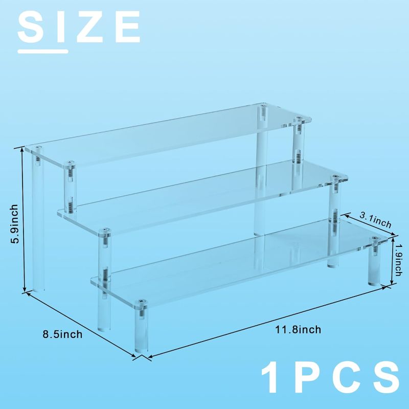 Photo 1 of Acrylic Risers Display Stands, 3 Tier Perfume Organizer Display Shelf & Versatile Cupcake Stand Holder, Display Risers for Figures, Dessert Shelves for Party for Decoration and Organizer (Similar)
