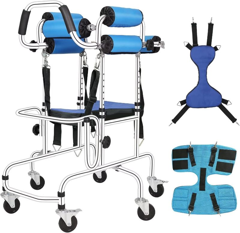 Photo 1 of 6-Wheels Walkers Disabled Children Cerebral Palsy Disabled Kids Walker, Upgrade Double Cushion Auxiliary Equipment Rehabilitation Standing Walking Aid for Lower Limb Training and Assis