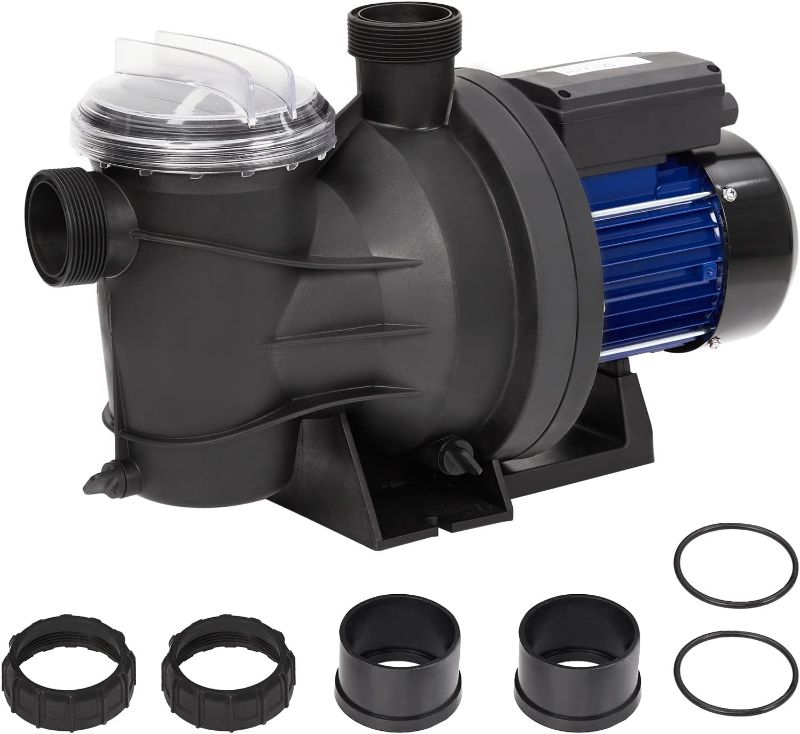 Photo 1 of 1.1HP Pool Pump In/Above Ground Water Pump Single Speed, 800W/115V, 3962GPH & High Flow, Powerful Primming Swimming Pool Pumps with Filter Basket, Low Noise for Family