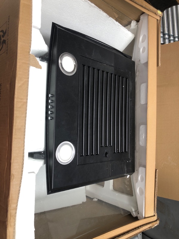 Photo 1 of ***Parts Only***FIREGAS Wall Mount Range Hood 30 inch with 3 Speed Fan,black range hood with tempered glass,400CFM,Push Button Controls, LED Lighting, Permanent Filters in Stainless Steel,includes 2 Charcoal Filters