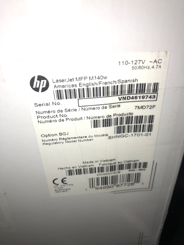 Photo 1 of HP LaserJet MFP M140w Wireless Printer