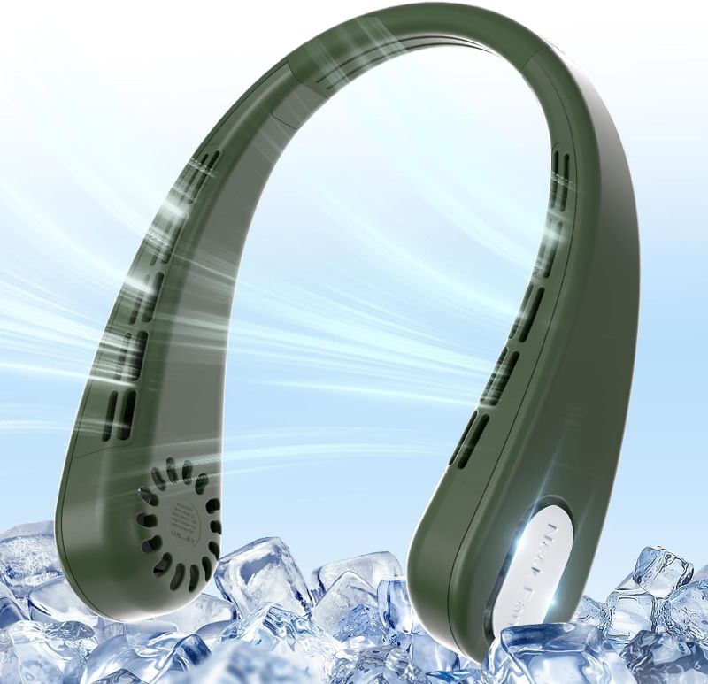 Photo 1 of (READ FULL POST) HUIDANGJIA Portable Neck Fan, Bladeless Personal Fan, Rechargeable 4000mAh Battery, No Hair Snagging, 3 Speeds Faster Cooling, Ultra Quiet, Gifts for Men Women, Home, Office Dark Green