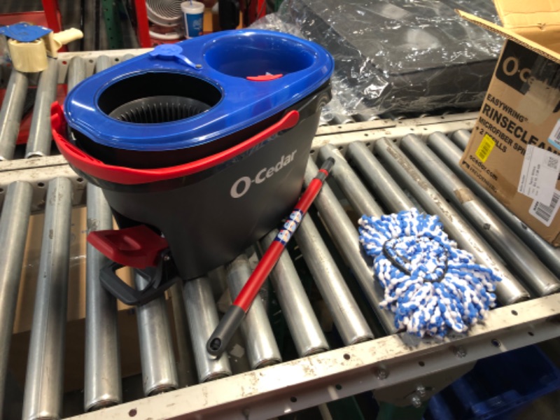 Photo 1 of ***USED - MISSING PARTS - INCOMPLETE - SEE PICTURES***
O-Cedar EasyWring RinseClean Microfiber Spin Mop and Bucket Floor Cleaning System with 2 Extra Refills