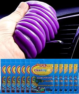 Photo 1 of 12 Pack Car Cleaning Gel, Putty Cleaner for Cars and Keyboard Leather Sofa Car Vent Automotive Dust Car Crevice/Car Accessories for Women Purple 840g