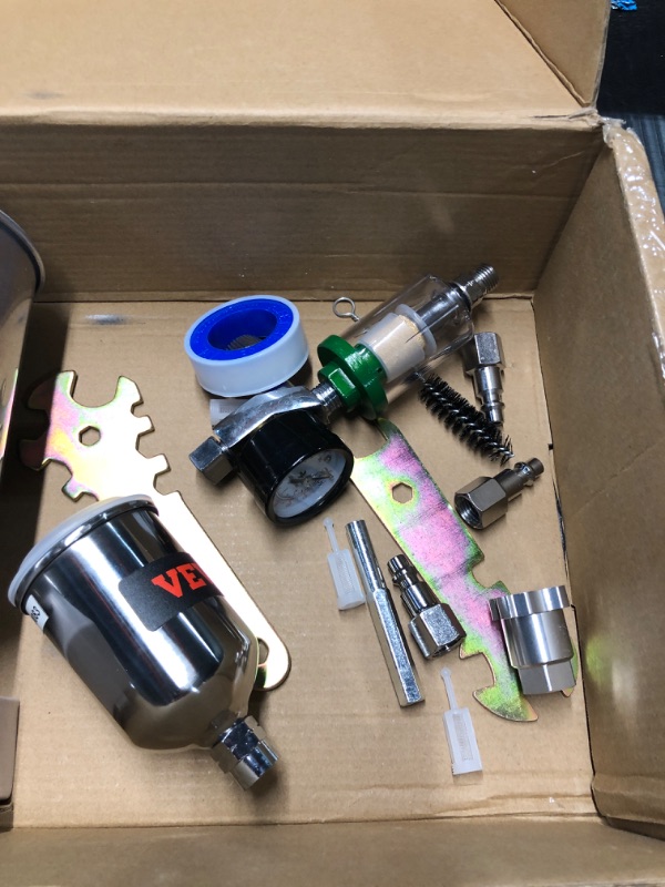 Photo 3 of ***READ NOTES**
VEVOR HVLP Spray Gun, High Performance Automotive Paint Gun with 1.3/1.7mm Stainless Fluid Tip Sets, 1000cc Cup, MPS Adapter and Air Regulator for Primer, Clear & Top Coat, Touch Up