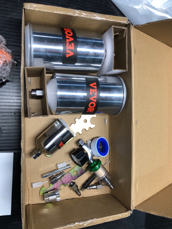 Photo 2 of ***READ NOTES**
VEVOR HVLP Spray Gun, High Performance Automotive Paint Gun with 1.3/1.7mm Stainless Fluid Tip Sets, 1000cc Cup, MPS Adapter and Air Regulator for Primer, Clear & Top Coat, Touch Up