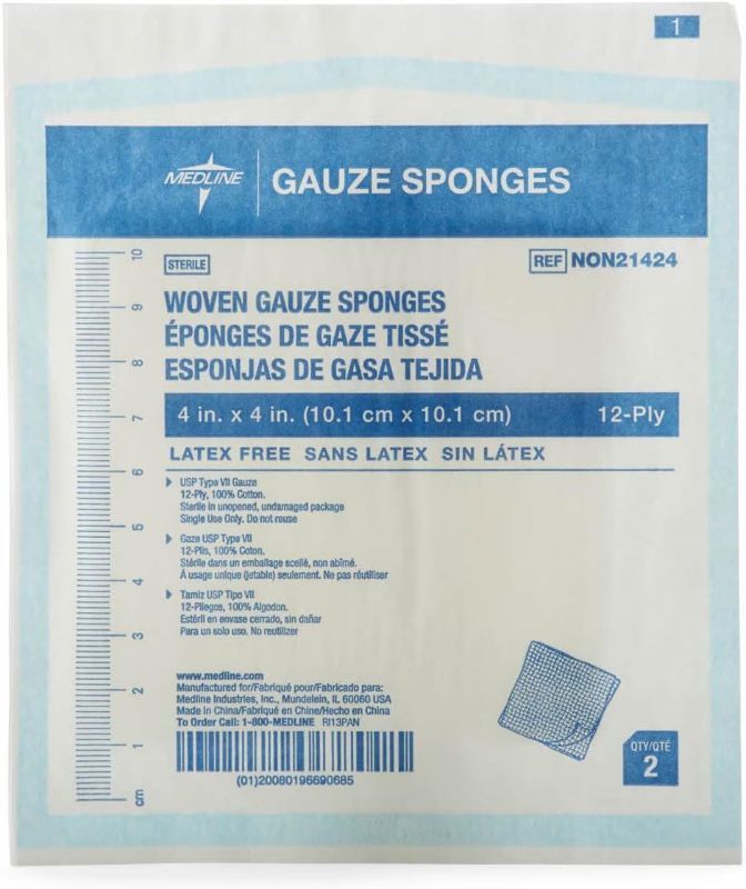 Photo 1 of 10 Pack Medline Woven Gauze Sponges, Sterile, 12-Ply, 4 x 4 Inches