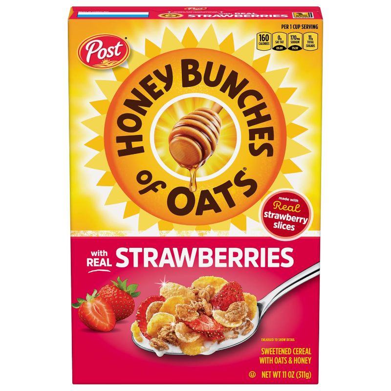 Photo 1 of 
Post Honey Bunches of Oats with Strawberries Breakfast Cereal, Honey Oats and Strawberry Cereal, 11 OZ Box