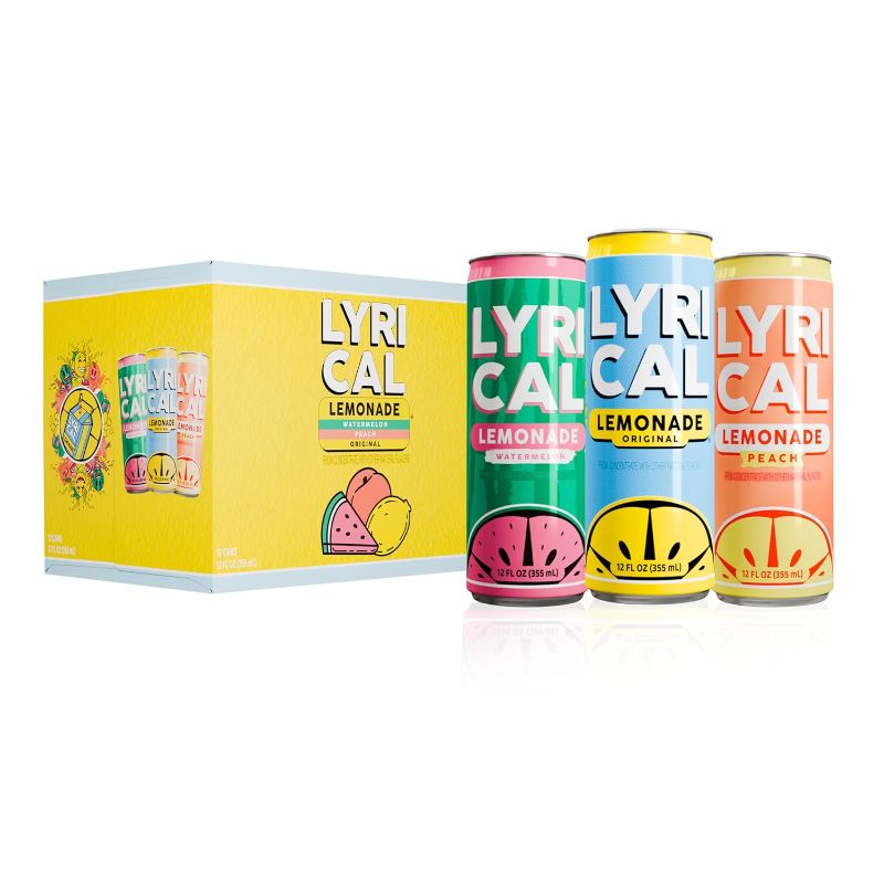Photo 1 of 
Lyrical Lemonade, 3 Flavor Variety Pack (Original, Watermelon Lemonade, Peach Lemonade), 12 Fl Oz Cans (Pack of 12)