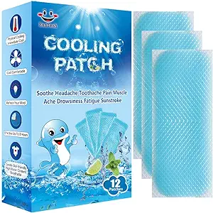 Photo 1 of 12 Sheets Cooling Patches for Fever Discomfort & Pain Relief, Cooling Relief Fever Reducer, Soothe Headache Pain, Pack of 12