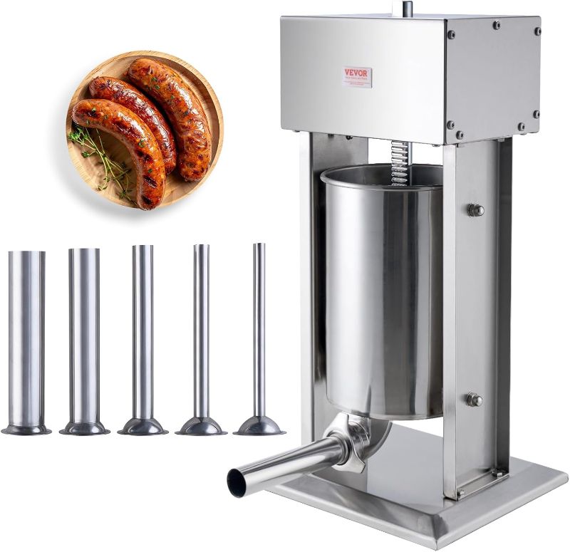 Photo 1 of **NONREFUNDABLE**FOR PARTS OR REPAIR**SEE NOTES**
VEVOR Electric Sausage Stuffer, 12 L / 25 LBS Vertical Meat Stuffer, 200W Motor, Stepless Speed Control and Foot Pedal, Made of Food-grade 304 Stainless Steel, 5 Stuffing Tubes for Home, Commercial