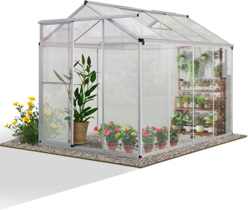 Photo 1 of 
Photo for Reference Only**Augaden Walk-in Aluminum Greenhouse, 244*190*193, 4.3m², 8cm foundation for outdoor garden, Polycarbonate Hobby Greenhouse with Vent Window, Lockable Door,...
Style Name:244x190x193cm/4.3m²
Colour Name: Green